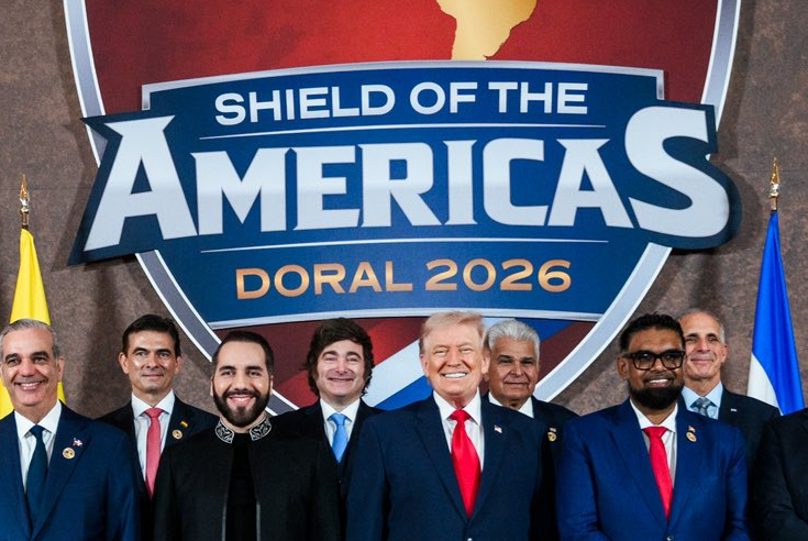 Milei y Trump en la presentación del Escudo de las Américas